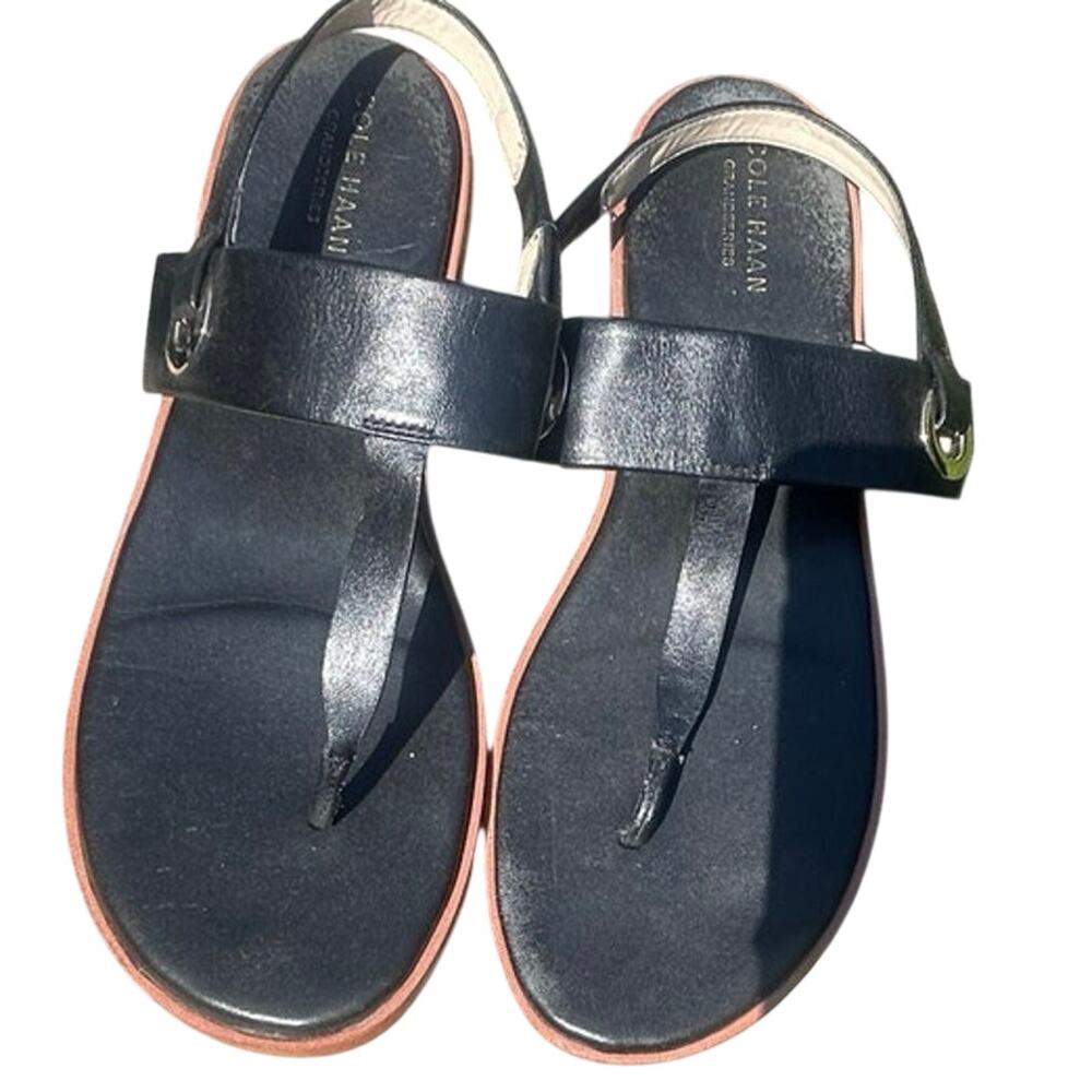 Cole Haan Black Slingback Thong Sandals Womens Size 9B Comfort Flat